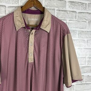 G-Mac Kartel Burgundy & Beige Argyle Performance Golf Polo mens XL Stretch